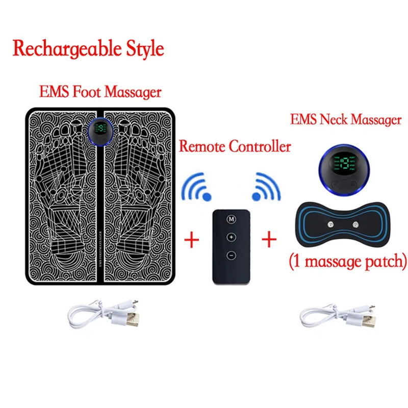 Smart Electric Foot Massager Pad Foldable EMS Muscle Stimulation Massage Mat Improve Blood Circulation Relief Pain Relax Feet