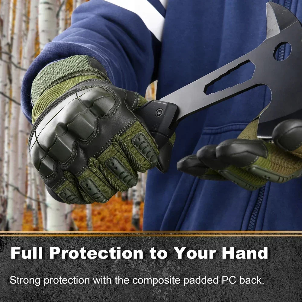 Full Finger Tactical Army Gloves Military Paintball Shooting Airsoft PU Leather Touch Screen Rubber Protective Gear Women Men