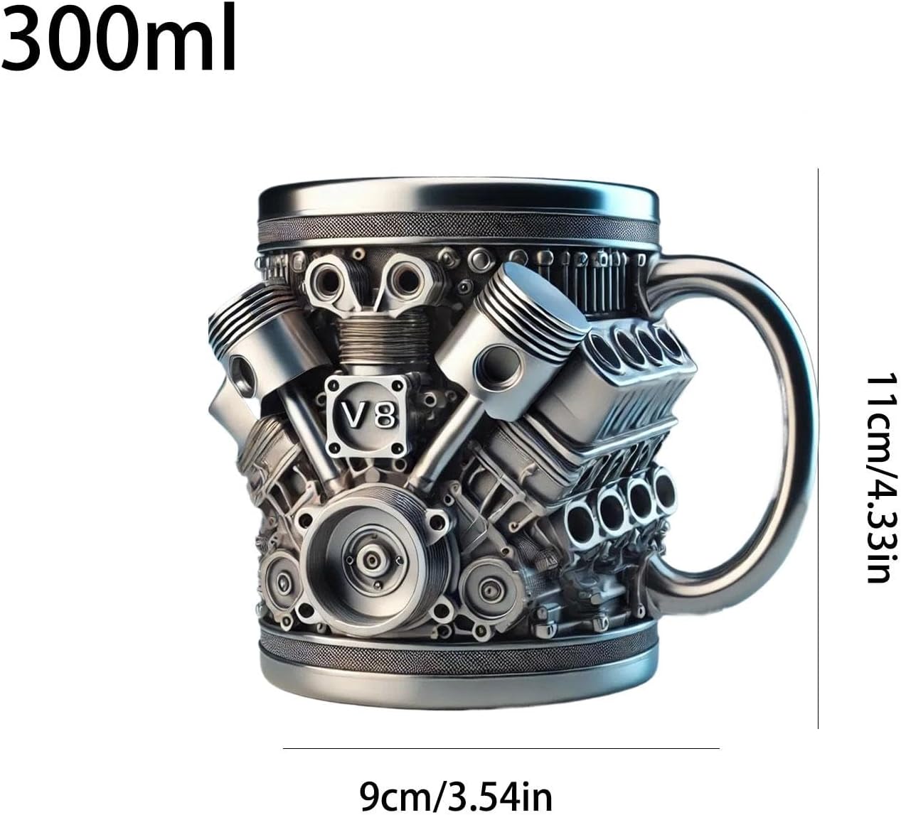 300ml V8 & V6 Engines Stainless Steel Cup