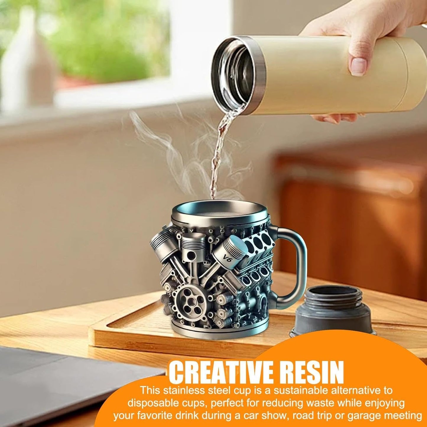 300ml V8 & V6 Engines Stainless Steel Cup