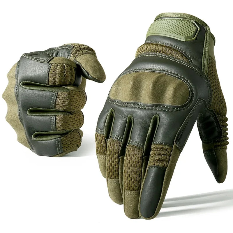 Full Finger Tactical Army Gloves Military Paintball Shooting Airsoft PU Leather Touch Screen Rubber Protective Gear Women Men
