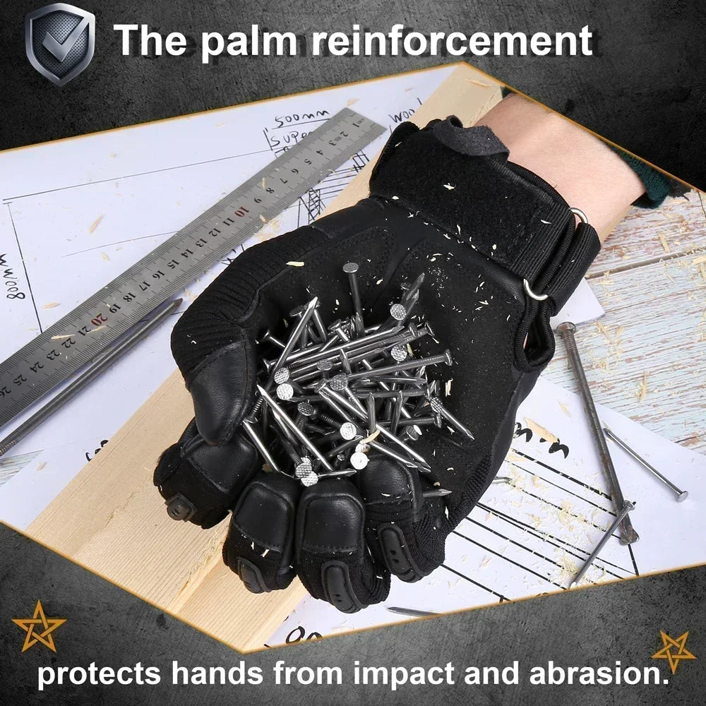 Full Finger Tactical Army Gloves Military Paintball Shooting Airsoft PU Leather Touch Screen Rubber Protective Gear Women Men
