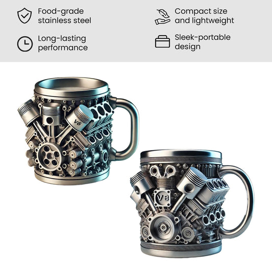 300ml V8 & V6 Engines Stainless Steel Cup