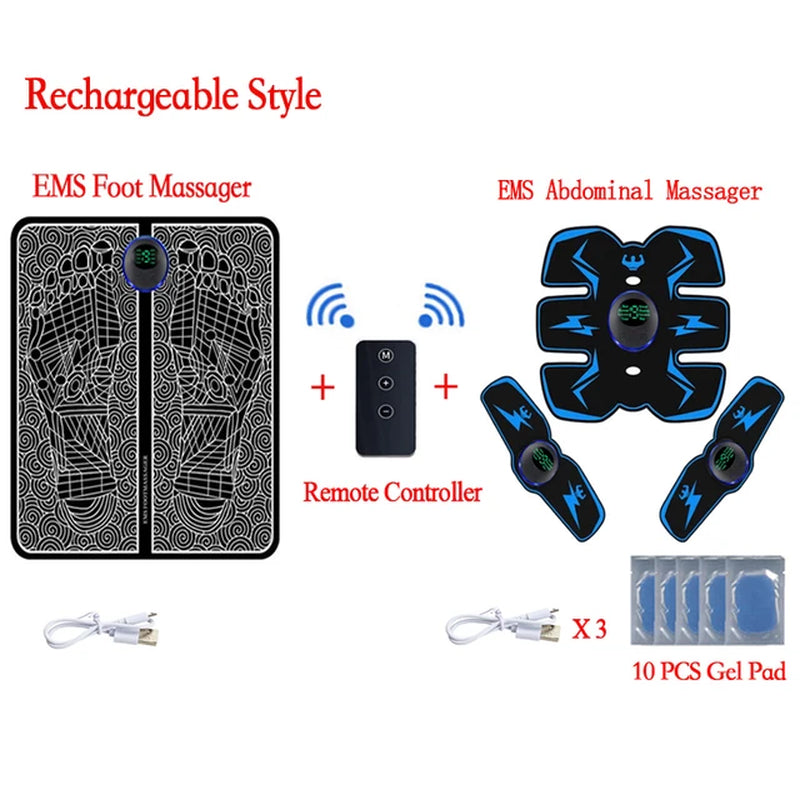 Smart Electric Foot Massager Pad Foldable EMS Muscle Stimulation Massage Mat Improve Blood Circulation Relief Pain Relax Feet