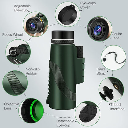 80x100 HD Monocular Telescope