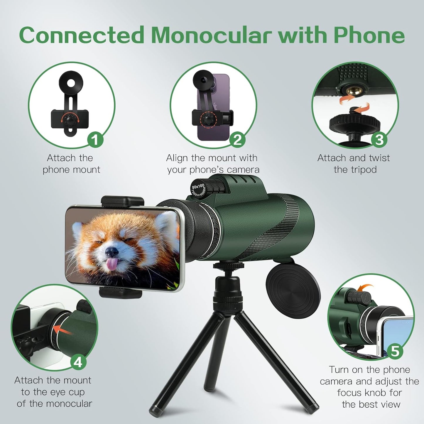 80x100 HD Monocular Telescope