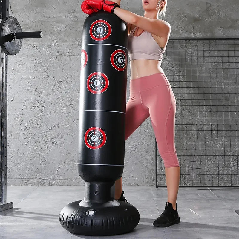 Inflatable Punching Bag PVC Boxing Bag Adults Kids Tumbler Sandbag Boxing Training Stress Relieving Sandbag